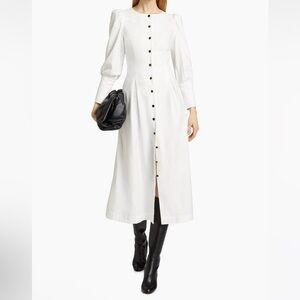 Reformation Halia White Long Sleeve Dress Size 0 Midi